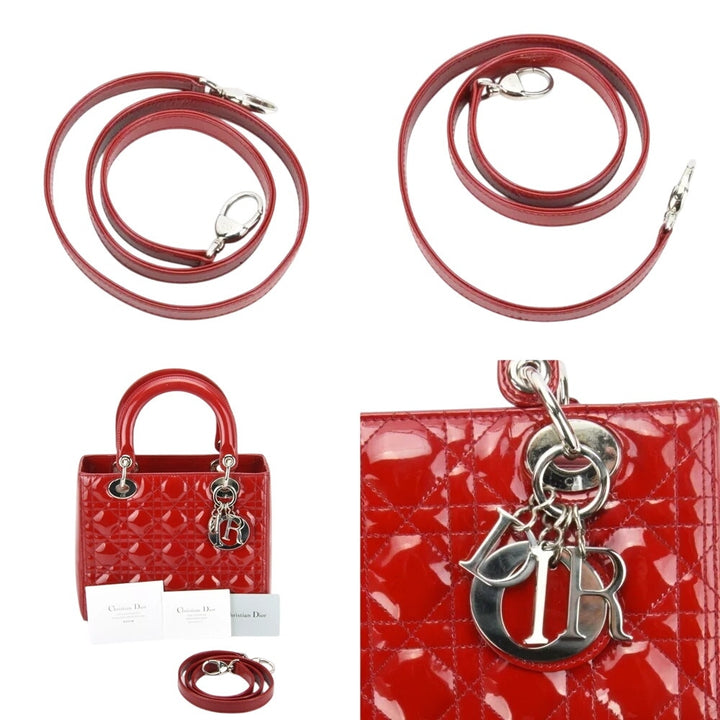 Christian Lady Dior Medium Patent Cannage Shoulder Bag 2-Way